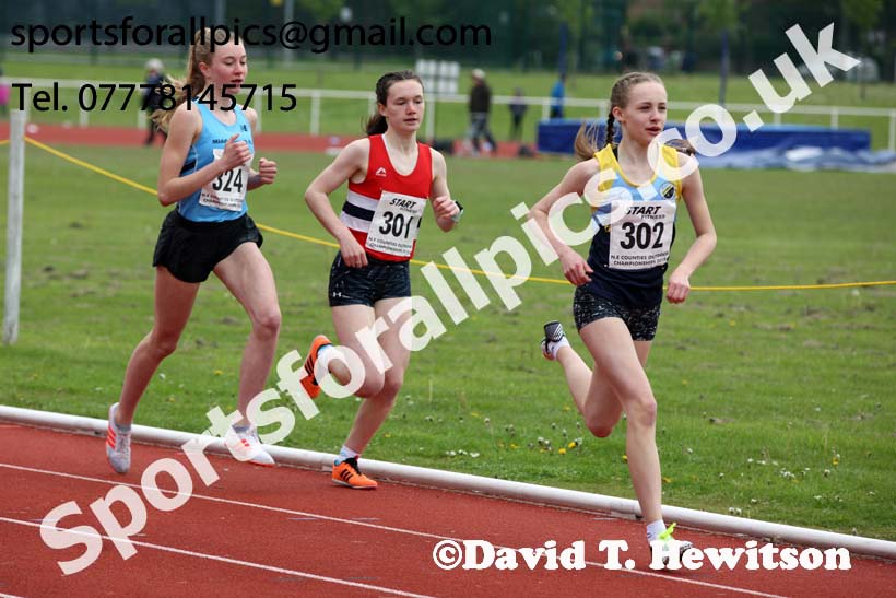 Girls under-15s 800 metres, 2019 North Eastern Track and Field Champs., Middlesbrough. Photo:  David T. Hewitson/Sports for All Pics